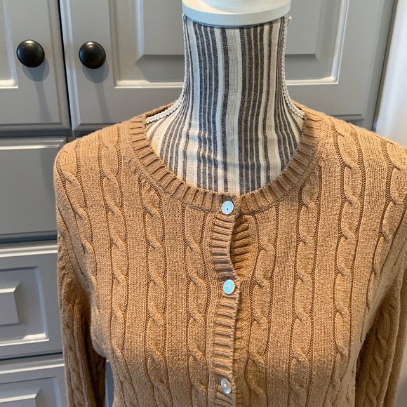 Eddie Bauer Beige Cable Knit Cardigan, Size S - Picture 2 of 4